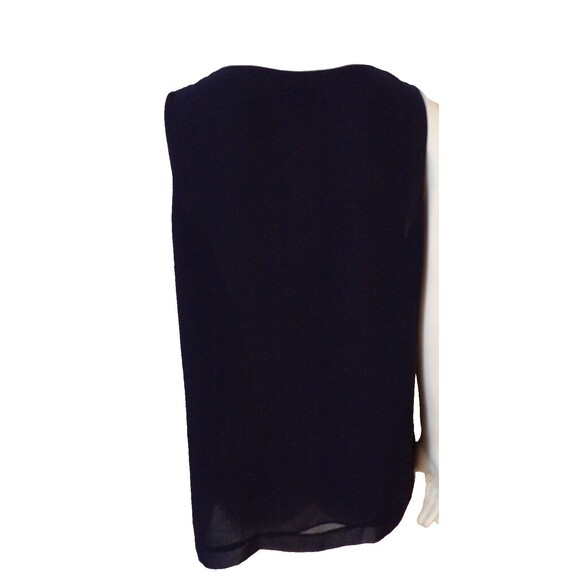 Coldwater Creek Navy Blue Embellished Rhinestone Tank Size M 10-12 Layered Slits - Picture 4 of 11